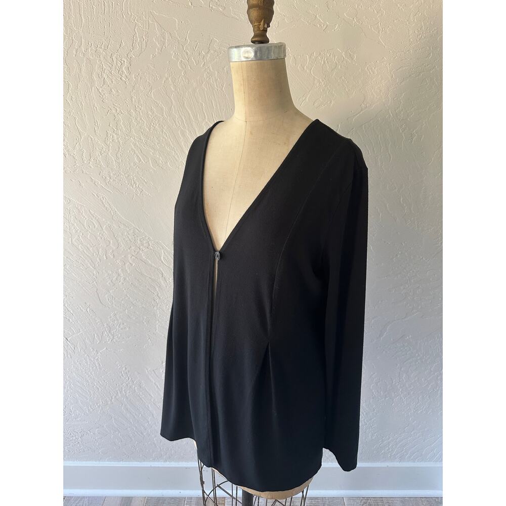 J JILL Womens One Button V-Neck Rayon Slinky Cardigan Blouse Size Small Black